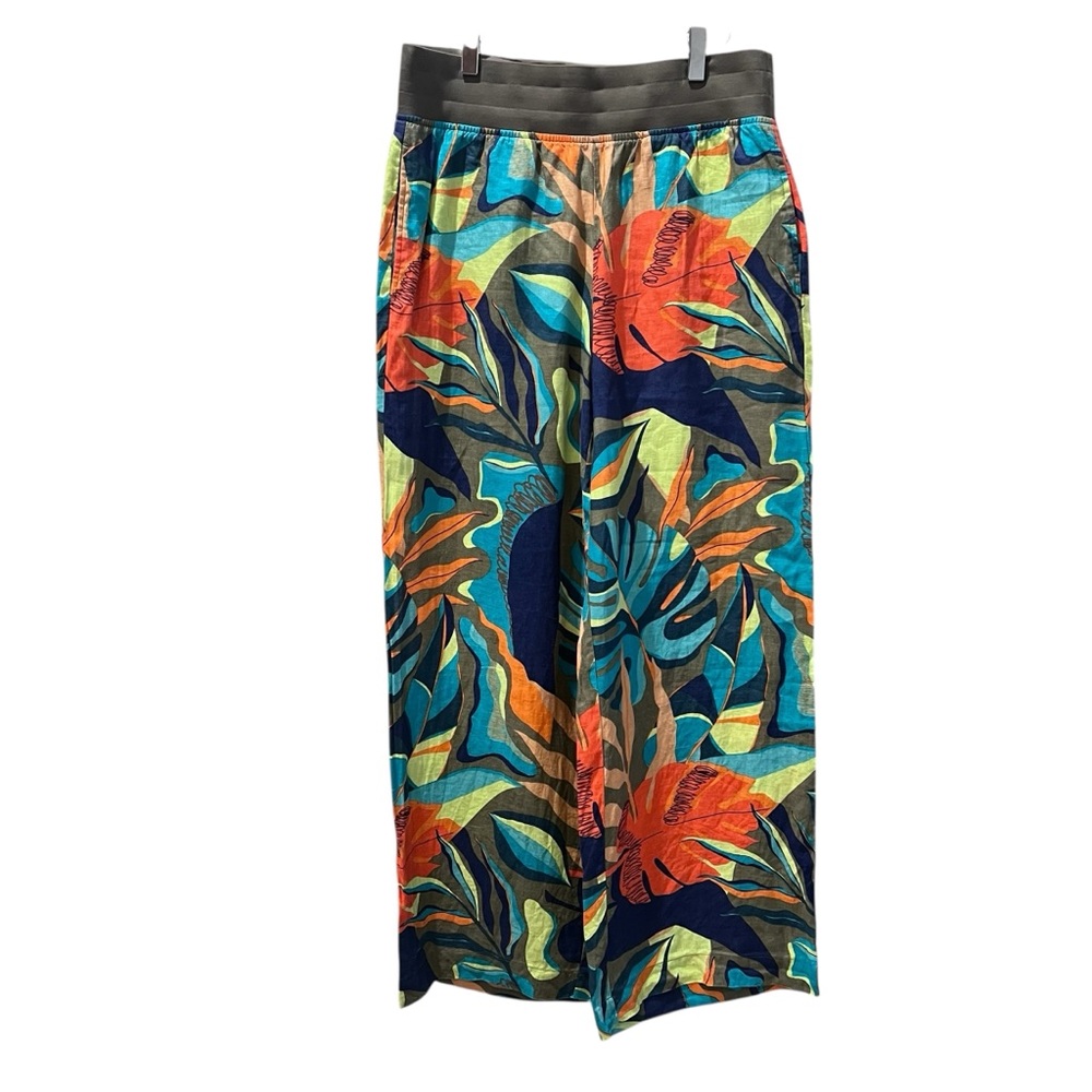 Soft Surroundings Aliso PoinLinen Pants - Multicolor Tropical‎ Print size Medium